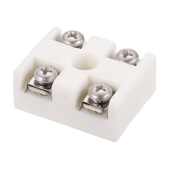 Uxcell 2 Way Ceramics Terminal Blocks, 30A 110V-600V High Temp Porcelain Ceramic Electrical Connectors with Stainless Steel Conductors 40x30x18 mm for Electric Wire Cable