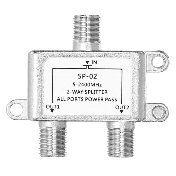 Uxcell 2 Way Coaxial Cable Splitter, 5-2400 MHz F Type Connector Coaxial Splitter Low Loss Signal Distributor for TV Satellite Antenna Modem Home Theater HDTV CATV, Silver Tone