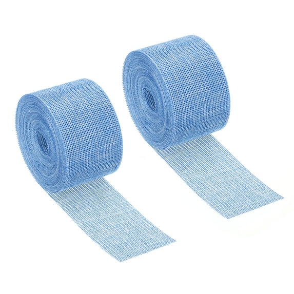 Uxcell 2" Wide 11 Yards Burlap Fabric Ribbon Wrapping Jute Crafts Roll for Party Wedding Decoration Light Blue 2 Pack