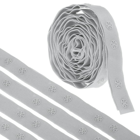 Uxcell 2 Yard Snap Button Tape for Sewing Cotton Snap Trim Fastener Double Buckles Tape for Clothes DIY Grey