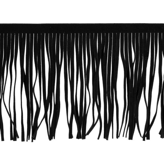 Uxcell 2 Yards 12 Inch Leather Suede Fringe Trim DIY Tassel Fringe for Sewing, Black