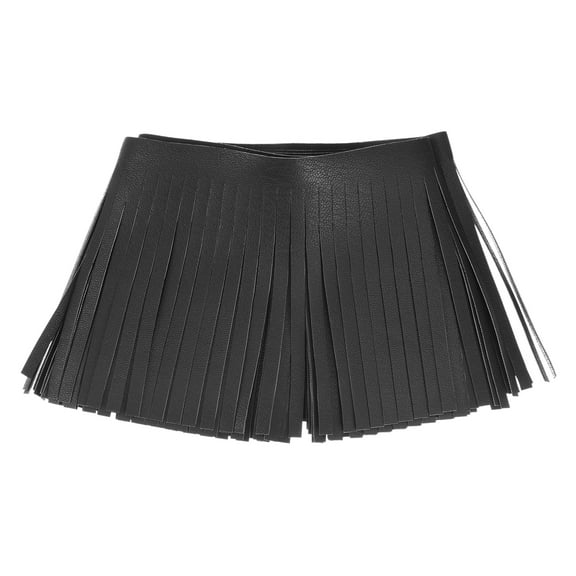 Uxcell 2 Yards 4 Inch Faux Leather Fringe Trim Tassel Fringe for Sewing, Black