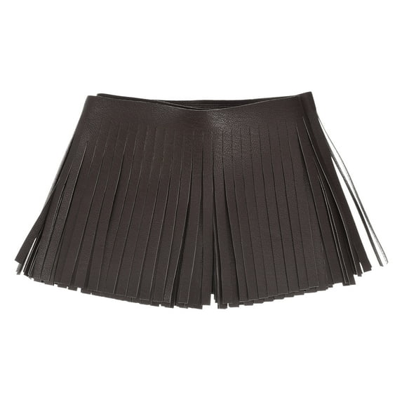 Uxcell 2 Yards 4 Inch Faux Leather Fringe Trim Tassel Fringe for Sewing, Coffee