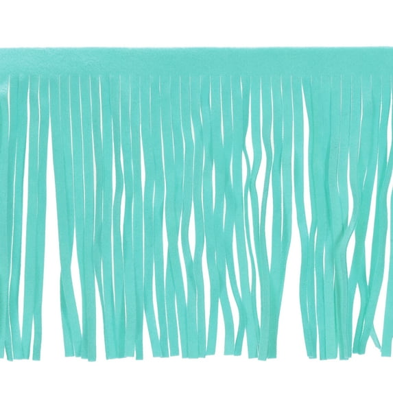 Uxcell 2 Yards 4 Inch PU Leather Fringe Trim DIY Tassel Fringe for Sewing, Lake Blue