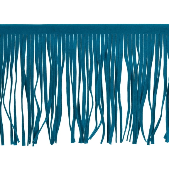 Uxcell 2 Yards 6 Inch PU Leather Fringe Trim DIY Tassel Fringe for Sewing, Peacock Blue