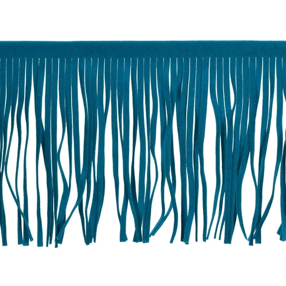Uxcell 2 Yards 6 Inch PU Leather Fringe Trim DIY Tassel Fringe for Sewing, Peacock Blue