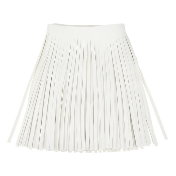 Uxcell 2 Yards 8 Inch Faux Leather Fringe Trim Tassel Fringe for Sewing, Beige