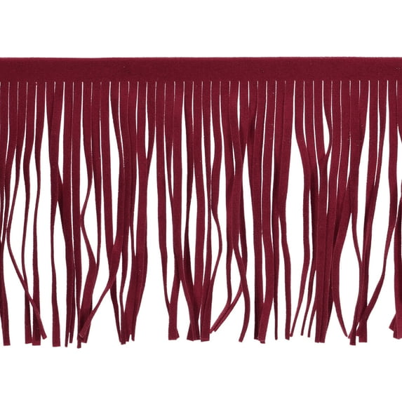 Uxcell 2 Yards 8 inch PU Leather Fringe Trim 2Pcs DIY Tassel Fringe for Sewing, Burgundy
