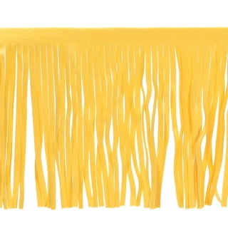 Uxcell 2 Yards 8 inch PU Leather Fringe Trim 2Pcs DIY Tassel Fringe for Sewing, Lemon Yellow