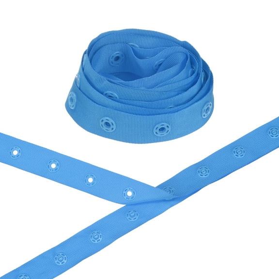 Uxcell 2 Yards Plastic Snap Buttons, Polyester Tape Hook & Eye Zipper Popper Press Stud Fastener for Sewing [Dark Blue, 25mm Spacing]