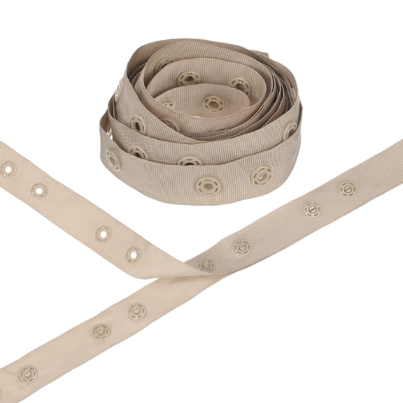 Uxcell 2 Yards Plastic Snap Buttons, Polyester Tape Hook & Eye Zipper Popper Press Stud Fastener for Sewing [Dark Brown, 36mm Spacing]