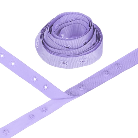 Uxcell 2 Yards Plastic Snap Buttons, Polyester Tape Hook & Eye Zipper Popper Press Stud Fastener for Sewing [Light Purple, 36mm Spacing]