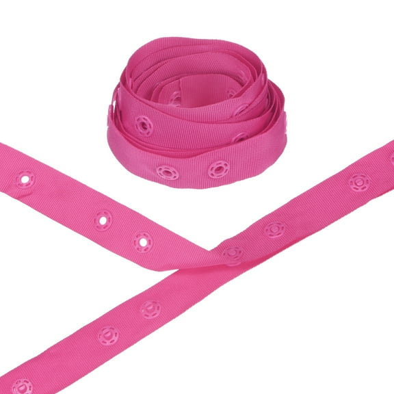 Uxcell 2 Yards Plastic Snap Buttons, Polyester Tape Hook & Eye Zipper Popper Press Stud Fastener for Sewing [Purple Red, 36mm Spacing]