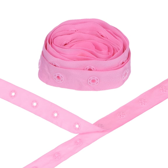 Uxcell 2 Yards Plastic Snap Buttons, Polyester Tape Hook & Eye Zipper Popper Press Stud Fastener for Sewing [Rouge Pink, 25mm Spacing]