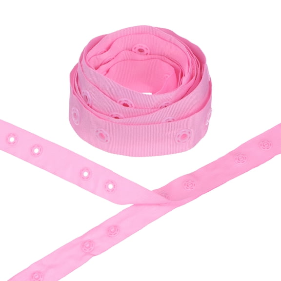 Uxcell 2 Yards Plastic Snap Buttons, Polyester Tape Hook & Eye Zipper Popper Press Stud Fastener for Sewing [Rouge Pink, 36mm Spacing]