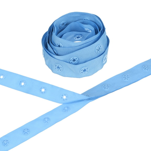 Uxcell 2 Yards Plastic Snap Buttons, Polyester Tape Hook & Eye Zipper Popper Press Stud Fastener for Sewing [Sapphire Blue, 25mm Spacing]
