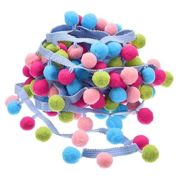 Uxcell 2 Yards Pom Pom Ball Fringe Trim Ribbon Sewing for DIY Crafts Rainbow