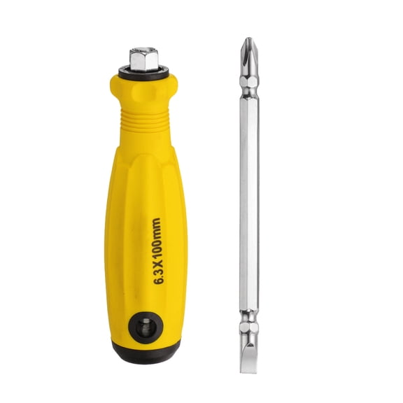 Uxcell 2 in 1 Screwdriver PH2 Phillips & SL3 Slotted Magnetic Screwdriver CR-V with Ergonomic Handle, Yellow