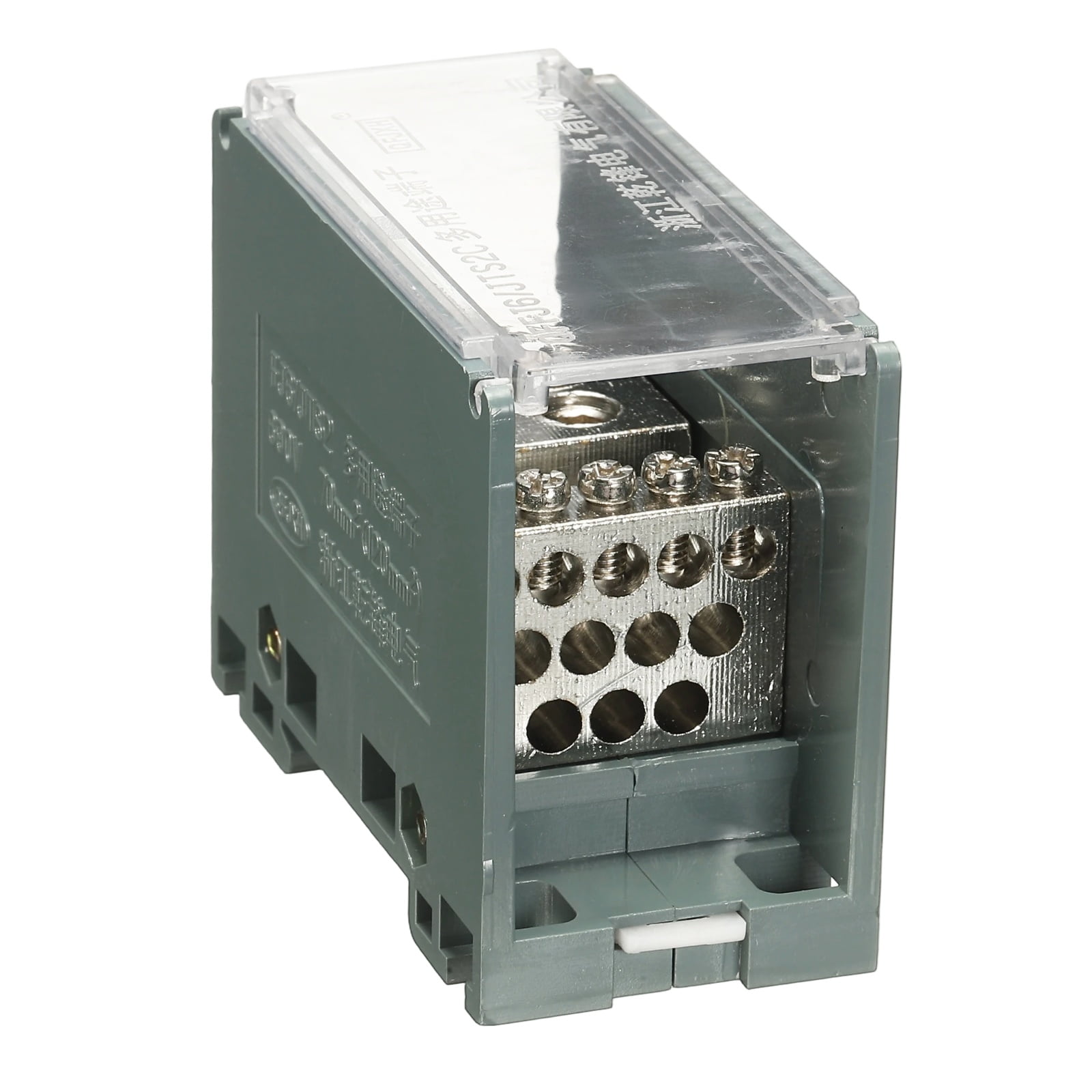 Uxcell 2 in 12 Out Rail Terminal Blocks, 690V 300A Connectors Power Distribution Block with Flame-Retardant Housing 1.42In Width