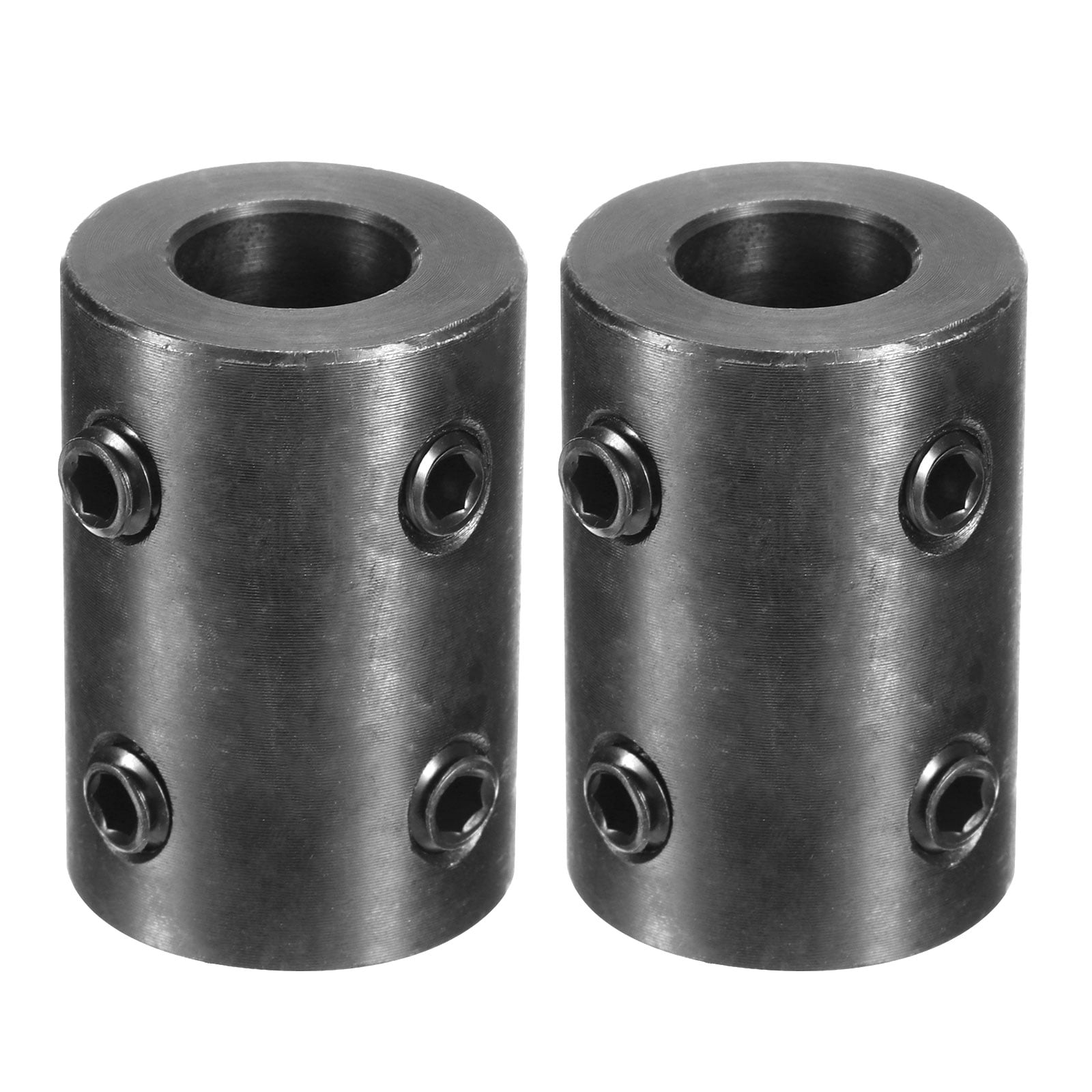Uxcell 2 pack Shaft Coupling 1/2" Bore, 1" OD, 1-1/2" Length, Black Oxide Plated Steel Rigid Coupling, (4 Set Screws)