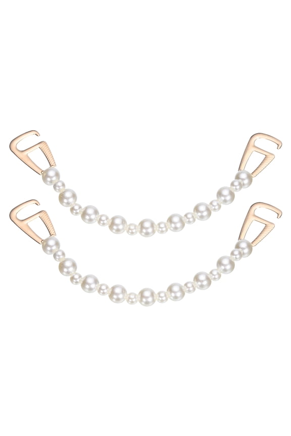 2 packs Shoe Charm Chain Bead Shape for Shoes Decorations, White, Rose Gold