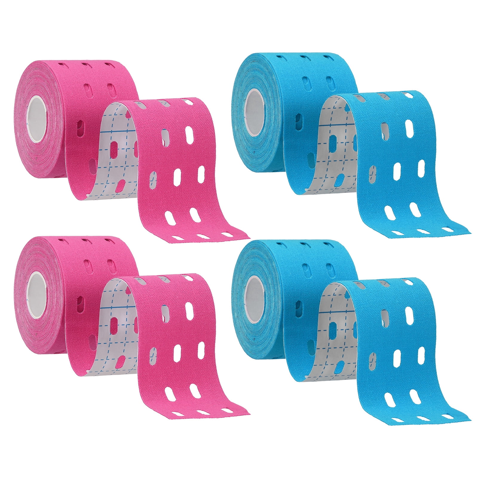 Uxcell 2" x 16 ft Kinesiology Tape Breathable, Kinesiology Recovery Tapes for Muscle Support, Pink/Blue