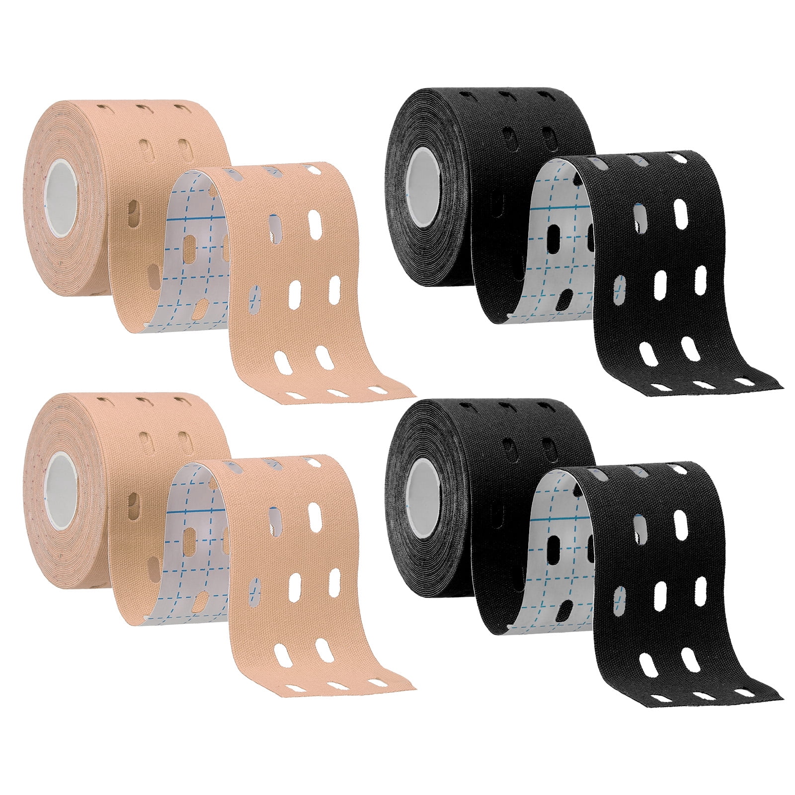 Uxcell 2" x 16 ft Kinesiology Tape Breathable, Kinesiology Recovery Tapes for Muscle Support, Skin Color/Black
