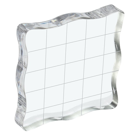 Uxcell 2" x 2" Acrylic Stamp Block Clear Stamping Block with Grid Lines Decorative Mounting Blocks Wave
