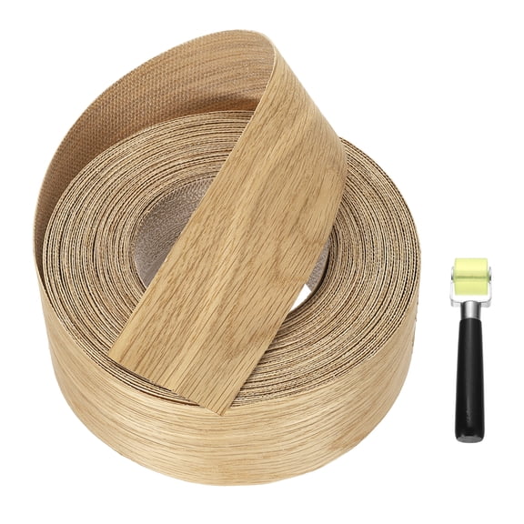 Uxcell 2" x 49 ft Wood Edge Banding, Pre-Glued Flexible Veneer Tape Edging Strip, Plywood Wood Grain Repair Tape for Cabinet Repair, Furniture Restoration, Handicraft DIY, White Oak