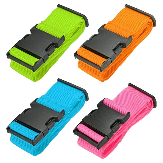 Uxcell 2" x 6' Luggage Strap Polyester Adjustable Suitcase Belt for Travel Bag Closure, Green Orange Blue Pink 4 Pack