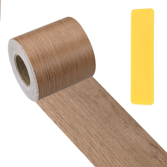 Uxcell Self-Adhesive Wood Grain Repair Tape with Scraper for Furniture Brown Wood 2"x33'