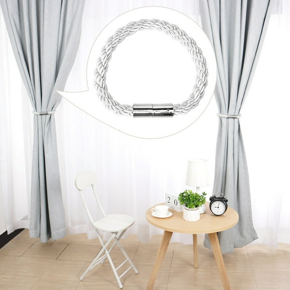Uxcell 20.4'' Magnetic Window Curtain Tieback Buckle Clips Holders Polyester White 2pcs