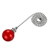 Uxcell 20" Ceiling Fan Pull Chain, Crystal Fan Pull Chain 3mm Dia Beaded 30mm Ice Cracked Ball Pendant Red