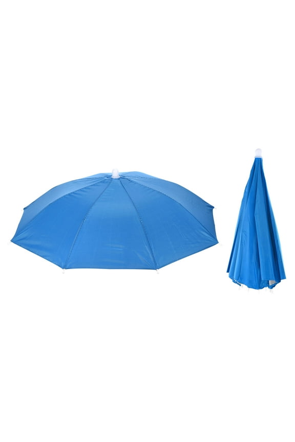 20" Fishing Umbrella Hat Folding Sun Rain Cap Head Umbrella Blue 2 Pack