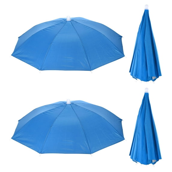Uxcell 20" Fishing Umbrella Hat Folding Sun Rain Cap Head Umbrella Blue 4 Pack