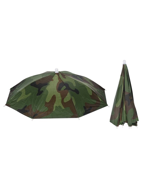 20" Fishing Umbrella Hat Folding Sun Rain Cap Head Umbrella Camo 2 Pack
