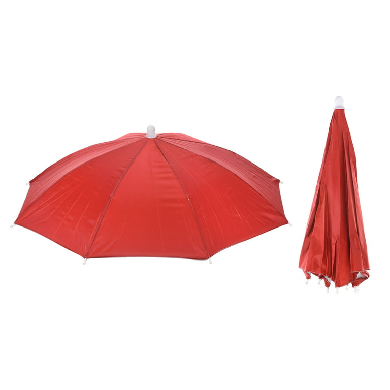 Uxcell 20 Fishing Umbrella Hat Folding Sun Rain Cap Head Umbrella Red 2  Pack