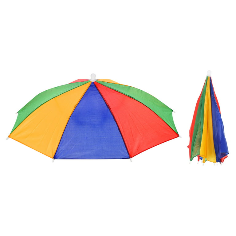 Uxcell 20 Fishing Umbrella Hat Folding Sun Rain Cap Head Umbrella  Watermelon Color 2 Pack