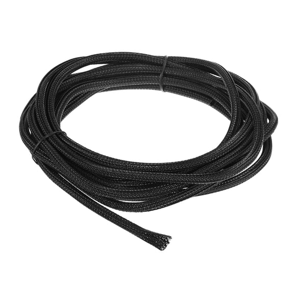 Uxcell 20 Ft - 1/4 in Expandable Braided Cable Sleeving, PET Split Sleeving Cable Management, Black