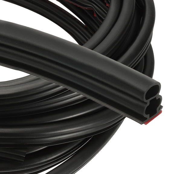 Uxcell 20 Ft 2/5" W x 1/2" T D Shape Thick Rubber Weather Stripping, Black/Red