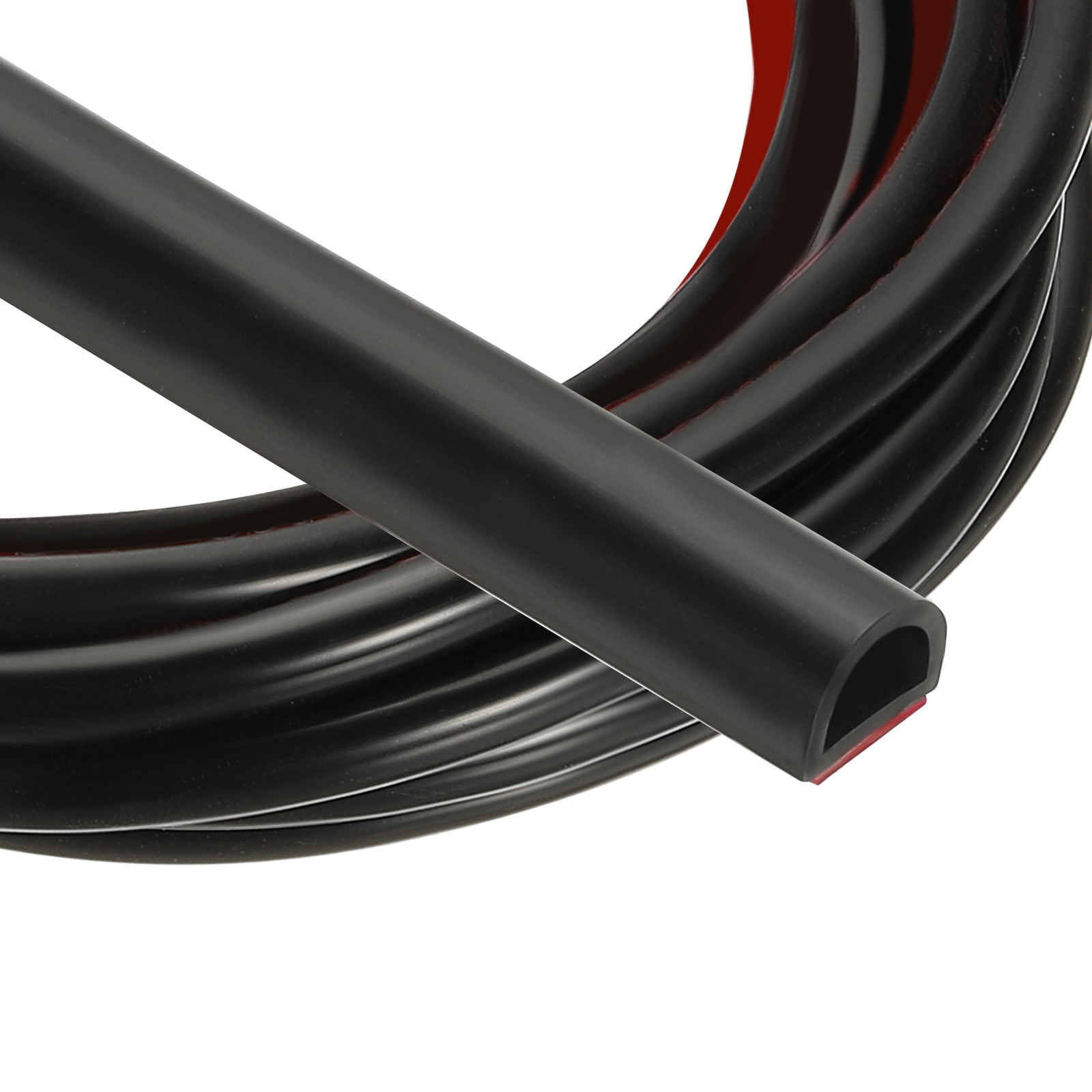 Uxcell 20 Ft 3/8" W x 1/4" T D Shape Silicone Weather Stripping Door Seal, Black/Red