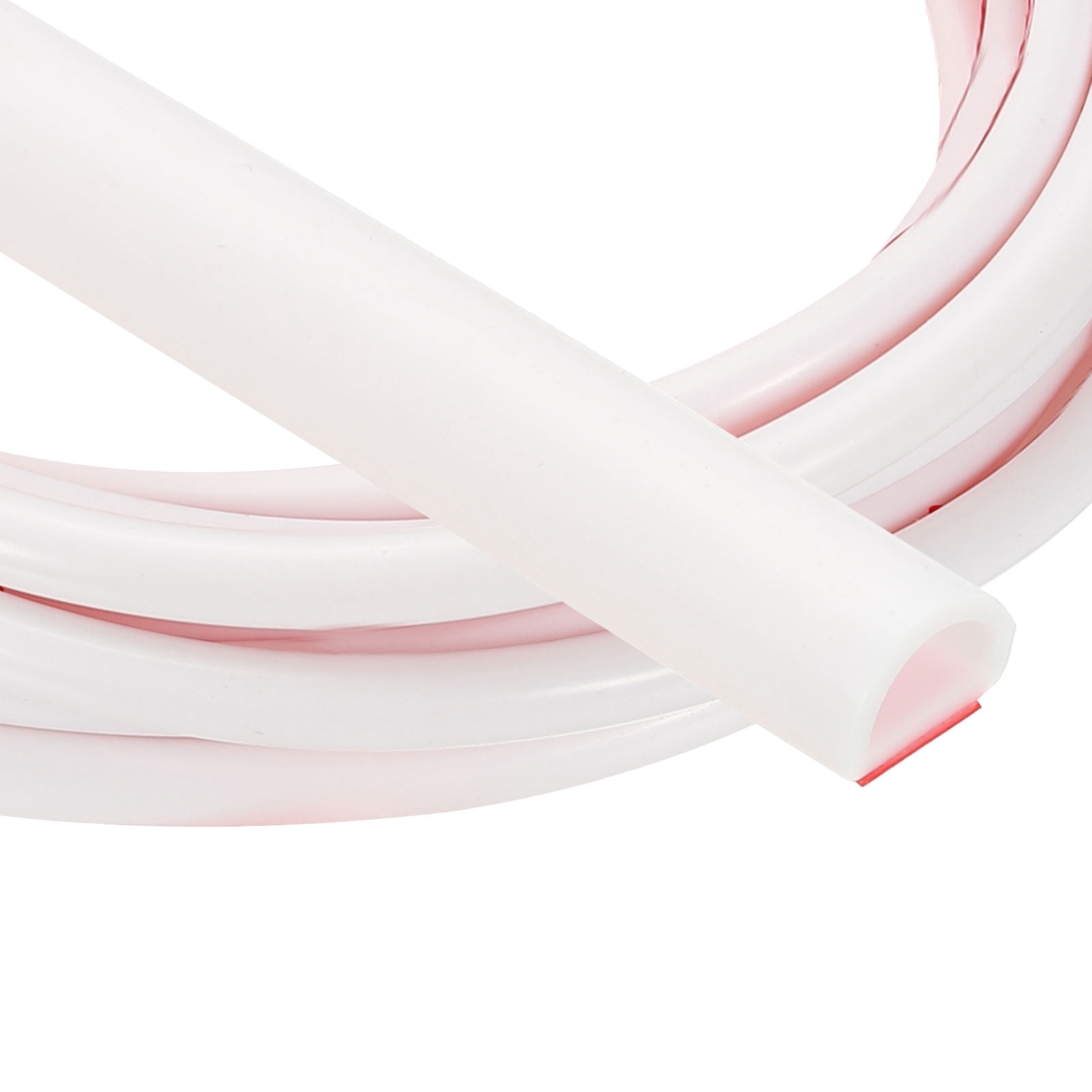 Uxcell 20 Ft 3/8" W x 1/4" T D Shape Silicone Weather Stripping Door Seal, White/Red