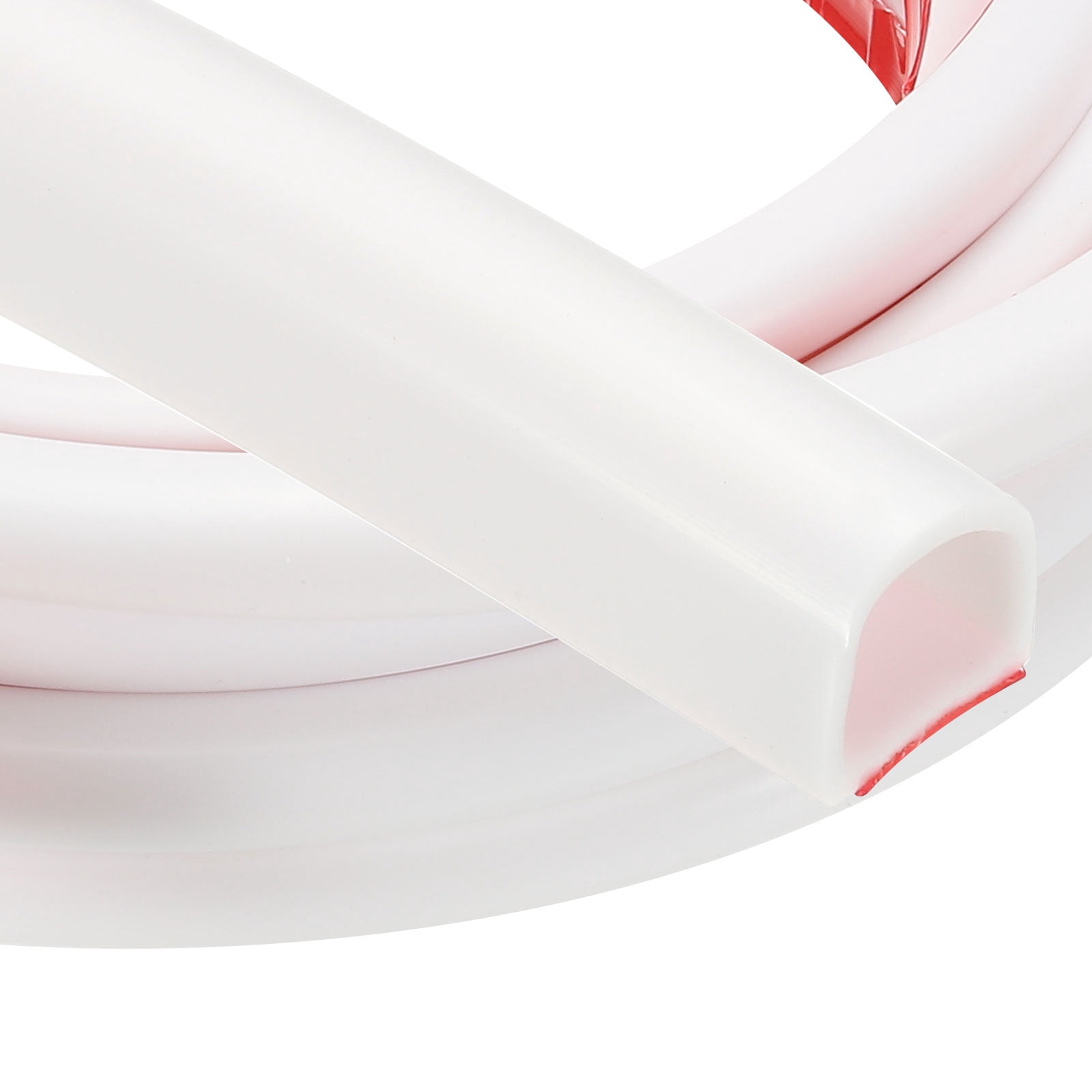 Uxcell 20 Ft 9/16" W x 1/2" T D Shape Silicone Weather Stripping Door Seal, White/Red