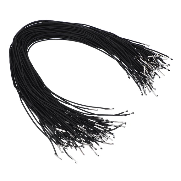 Uxcell 20 Inch Elastic Barbed Cord 2 mm Loop Stretch Round String with Metal Barb Fasteners, Black 100 Pcs