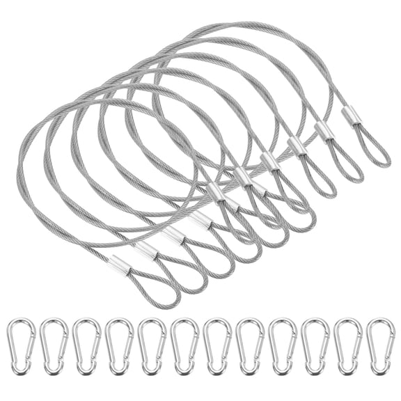 Uxcell 20" Safety Cable Lock, 6 Pcs 304 Stainless Steel Security Wire Rope Clear