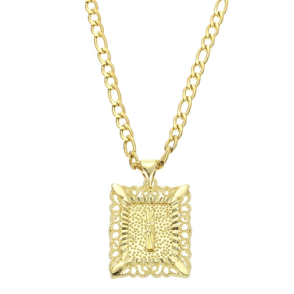 Uxcell 20" Initial Letter Pendant Necklace for Men Women, Capital Alphabet I, Gold
