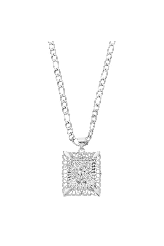 20" Initial Letter Pendant Necklace for Men Women, Capital Alphabet W, Silver
