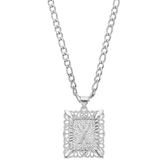 Uxcell 20" Initial Letter Pendant Necklace for Men Women, Capital Alphabet X, Silver