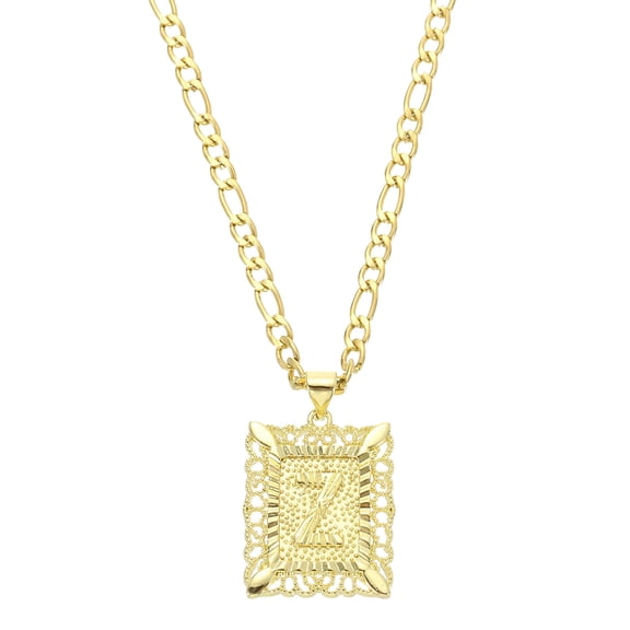 Uxcell 20" Initial Letter Pendant Necklace for Men Women, Capital Alphabet Z, Gold