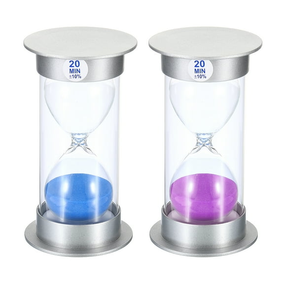 Uxcell 20 Minute Sand Timer, Sandy Clock, Count Down Sand Glass, Blue, Purple Sands